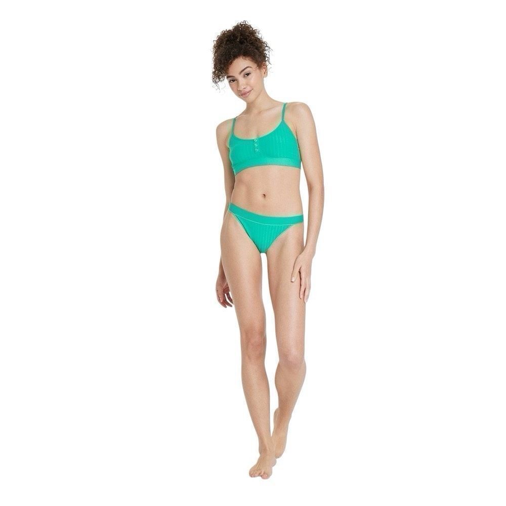 NEW Colsie Plush Ribbed Bra Set in Jade Large